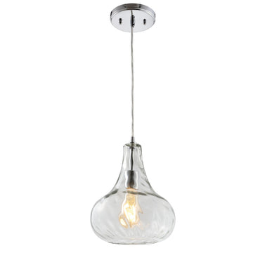 Ferano 9" Adjustable Metal/Glass LED Pendant - JONATHAN Y
